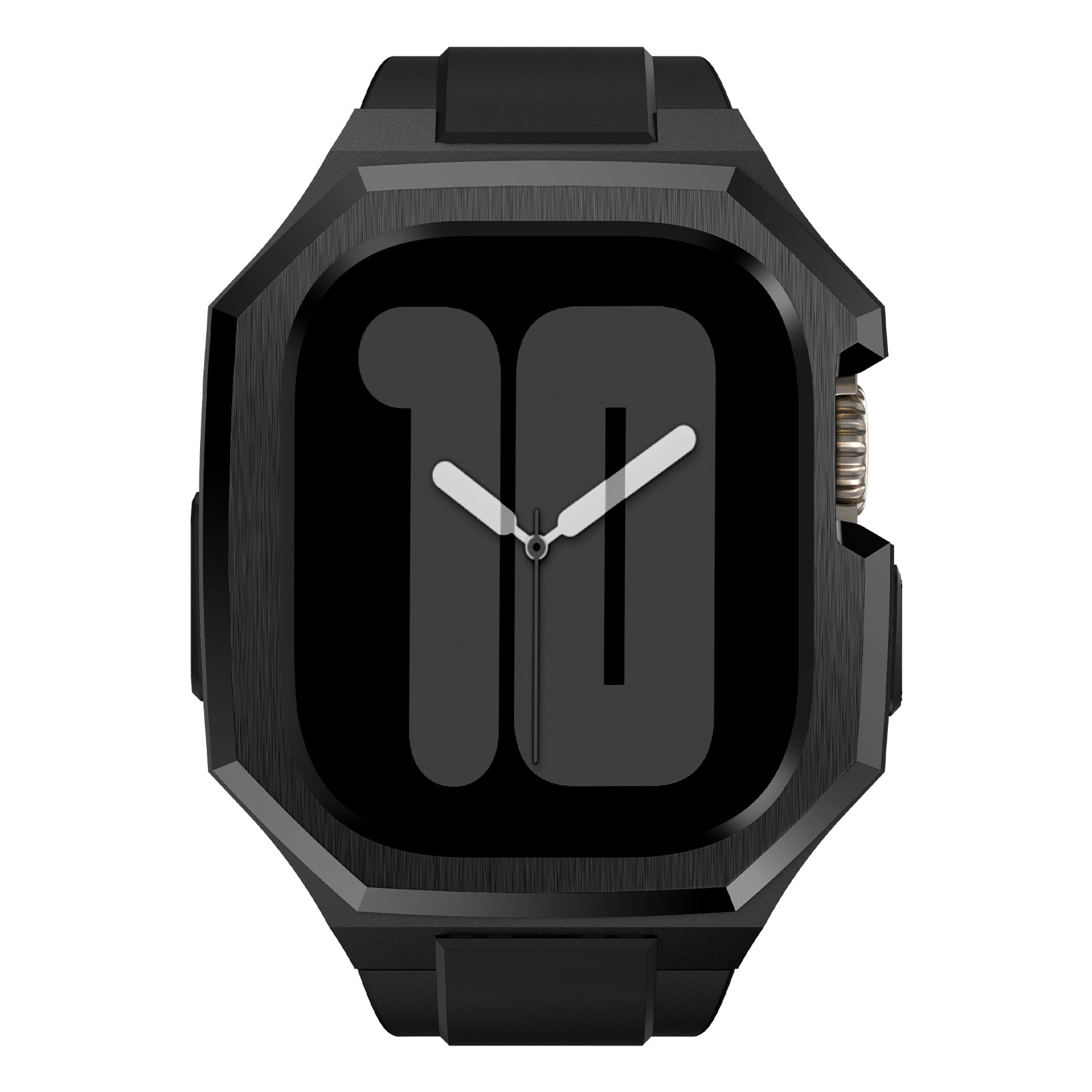 For Apple Watch Ultra 2 Ultra 49mm Soft Fluororubber Strap with Stainless Steel Wristwatch Case - Black For Apple Watch Ultra 2 Ultra 49mm Soft Fluororubber Strap with Stainless Steel Wristwatch Case - Black
